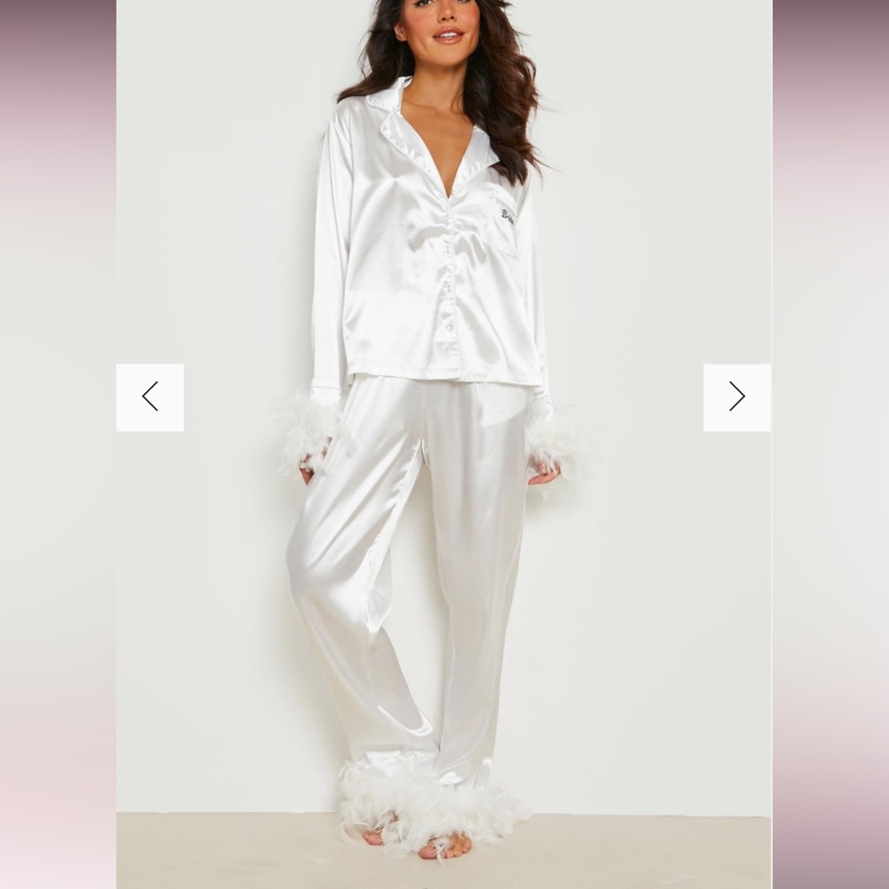 Boohoo bride feather pajamas